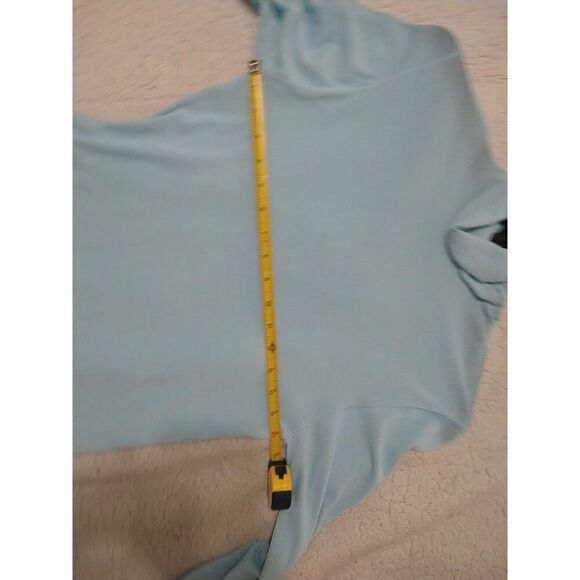 For Love And Lemons Turtleneck Ruched Sleeve Blouse Nwt Xl Sky Blue Semi-sheer - Picture 8 of 12
